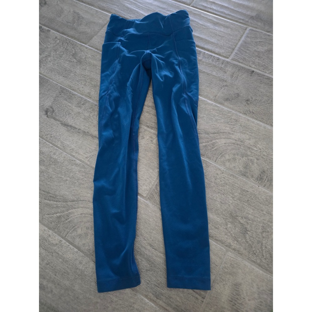 Athleta Girl Stash Your Treasures High Rise Tight Leggings Teal Blue Kids M 8-10